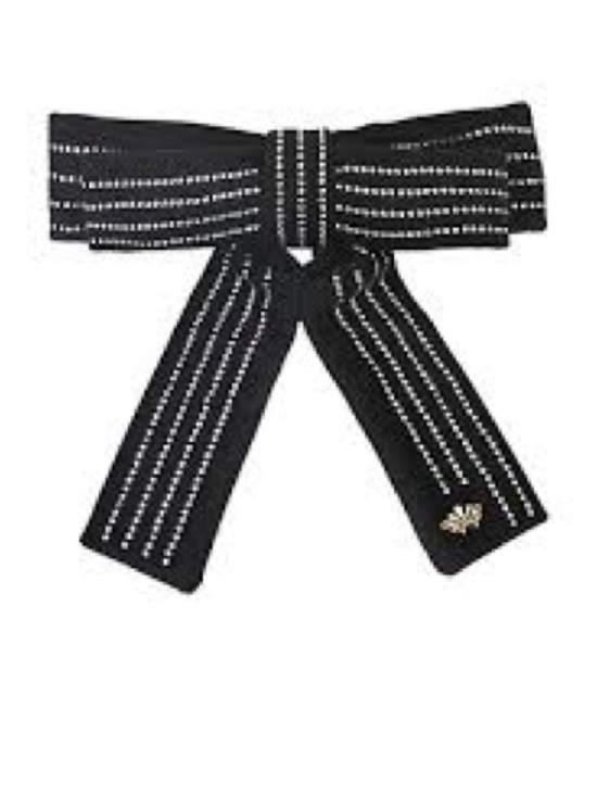 Lele Sadoughi Accessories - Lele Sadoughi Crystal Pinstripe Antoinette Bow Barrette in Jet Crystal